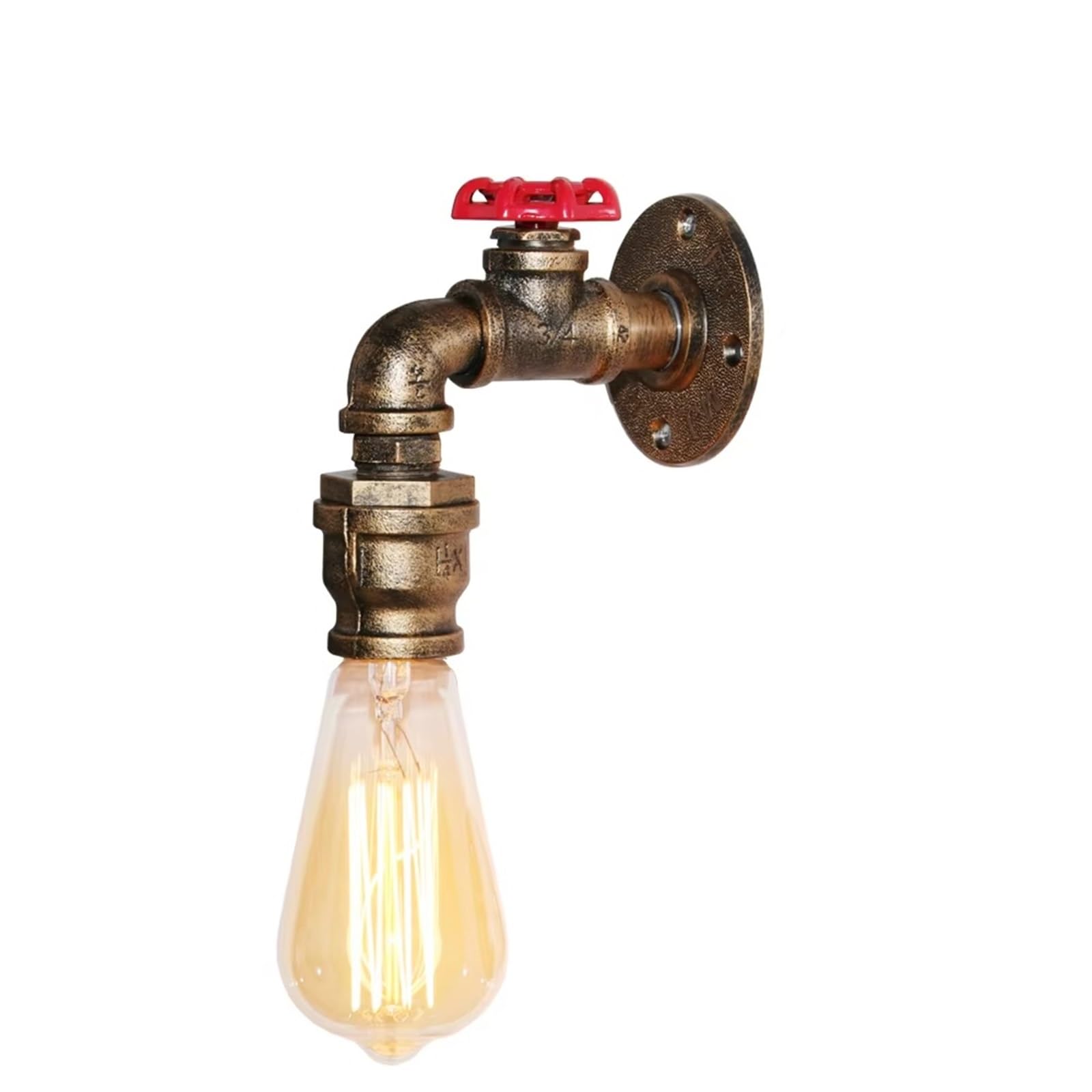 JKJZSALJ Industrial Wall Light Iron Water Pipe Retro Loft Wall Lamp Vintage E27 Sconce Indoor Lighting Fixture Decor,Lighting For Bedroom,Brass,Brass