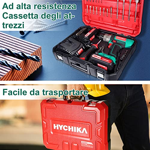 Trapano Avvitatore Batteria 18V, HYCHIKA Trapano a...