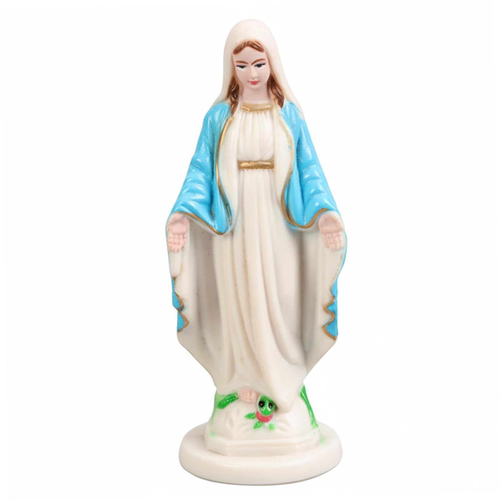 Ginwrek Virgin Mary Blessed Mother Statues 3.9 Inch Realistic Mother Mary Statue Resin Virgin Statue for Indoor Home Decor