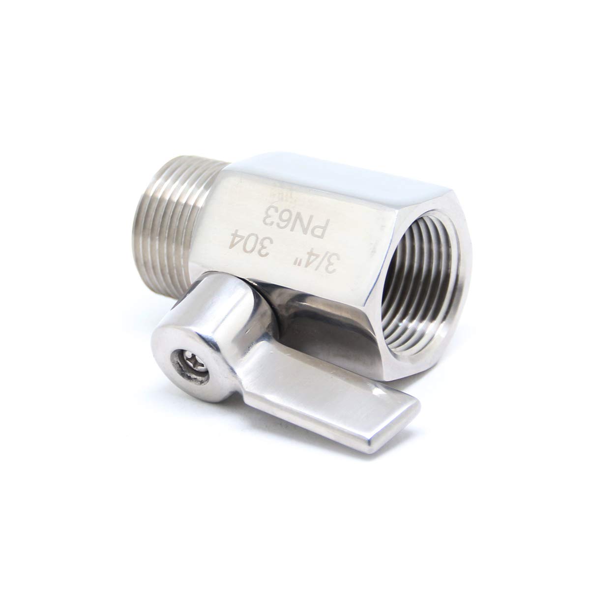 Mini válvula de bola de acero inoxidable 304 de 3/4 pulgadas NPT hembra x rosca macho SS304, 2 unidades