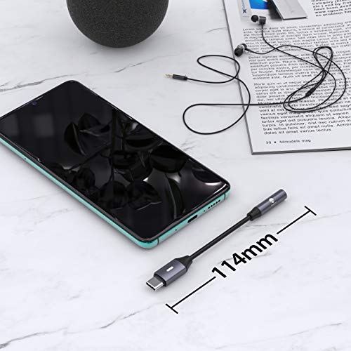 Image of USB C to 3.5mm Dongle Adapter, Stouchi 24bit /96KHZ USB C Headphone Audio Jack Adapter Type C to 3.5mm Adapter Hi-Fi DAC Chip for Note10, Note10+, Pixel 4 /3XL /2XL, iPad Pro 2018, One Plus 7 -Gray