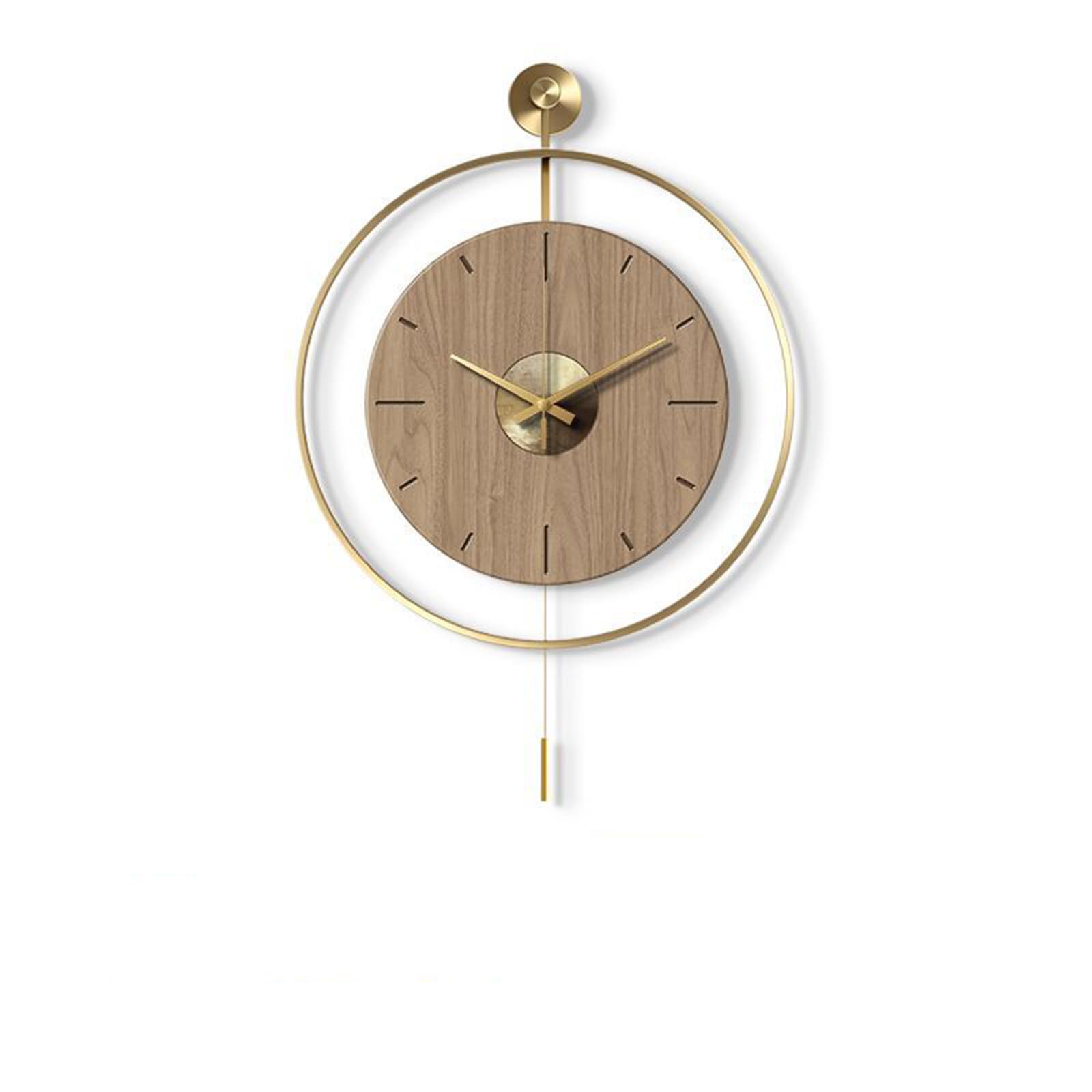 Dveggee D Veggee Wall Clock With Pendulum -Roun Minimalist Esign, Non-Ticking Silent Metal Clocks(,50 Cm)