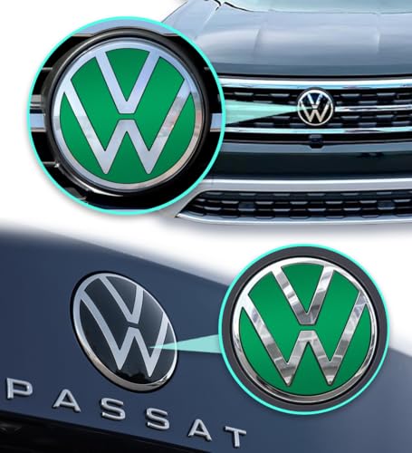 Image of IPG Decal Made for VW 2021 Passat Polo Tiguan Golf Rear /Front Emblem Logo Decals Stickers Set (4 Units) (Reflective Green)
