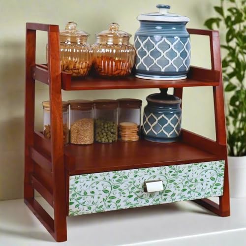 Loosebucket®Premium Greenvibes wooden kitchen Organizer/Organizer with Drawer Kitchen Storage Rack/Spice Rack/Shelf/Wooden Organizer/Living Room Organizer,(25.4D x 45.7W x 45.7H Centimeters) (B0CW9QCWTB) Amazon Price History, Amazon Price Tracker