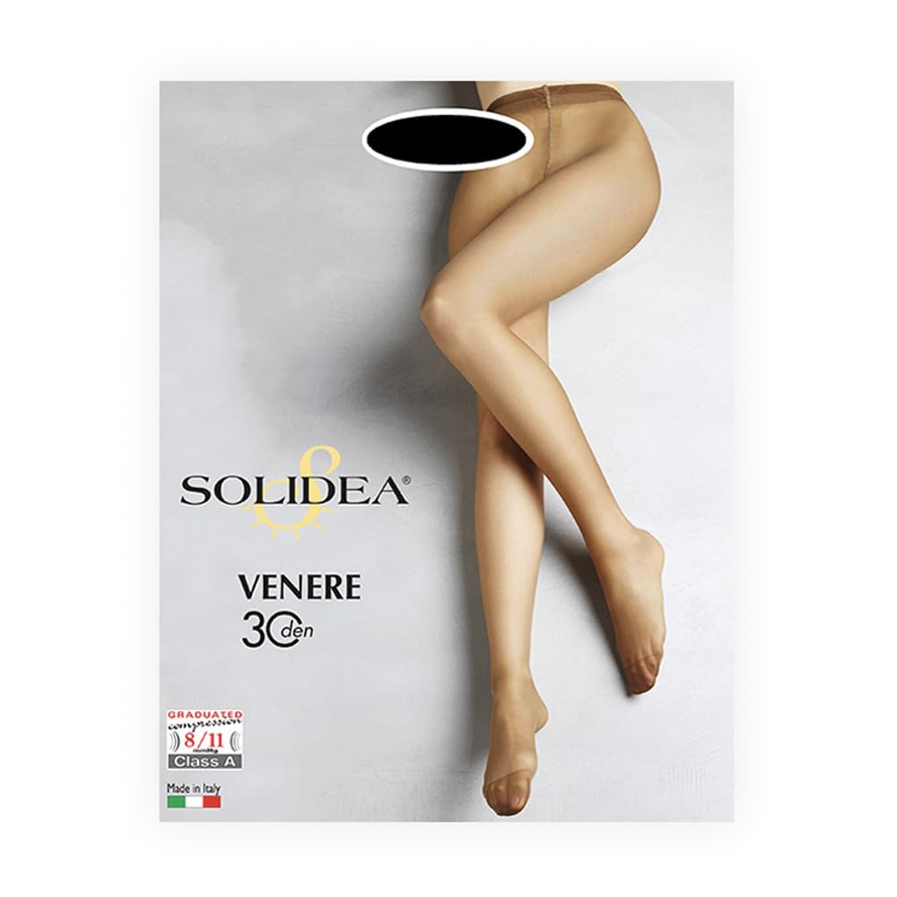 SOLIDEA Rajstopy 30 den MIELE sheer VENERE 30 Skarpety kompresyjne z podziałką 8/11 mmHg Art. 016930, piasek, 42