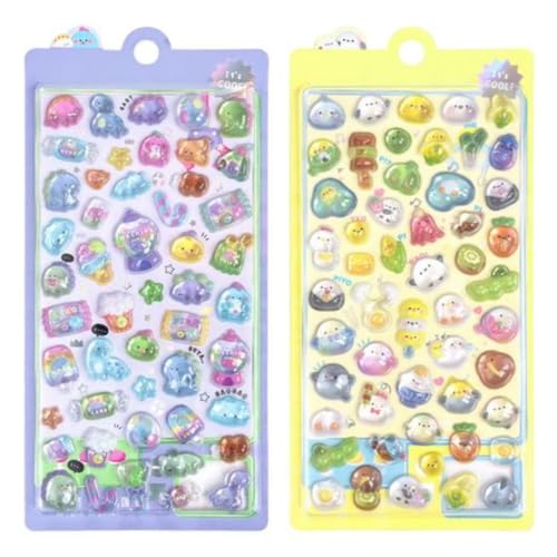 【2枚】 3d立体 ぷくぷくシール かわいい ドロップ シール 可愛い プチドロップステッカー 自己粘着 | 浮き彫り3D プチドロップ ステッカー 子供 教室 学校 幼稚園 小学生 大人用 | 手帳/水筒/ジャーナル/ラッピング/アルバム/プランナー/ペ