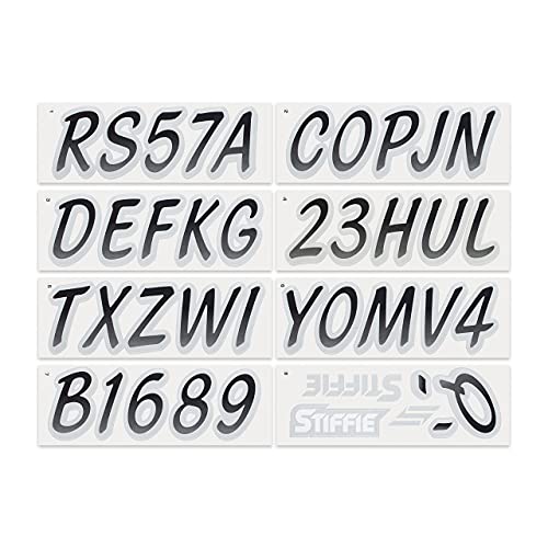 Image of STIFFIE Whipline Black /Silver 3 inch Boat & PWC Registration Decals • Numbers Letters Stickers