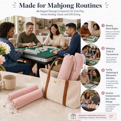 Bolsas de almacenamiento para rack de Mahjong de terciopelo rosa, 2 unidades miniatura 5