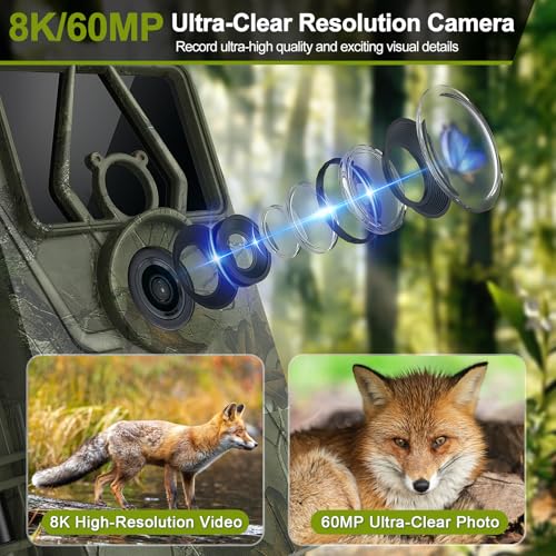 Solar-Trail-Camera-8K-30FPS-60MP-Bluetooth-WiFi-Game-Camera-APP-Control-Trail-Cam-120-Detection-AngleNight-Vision01S-Trigger-Motion-ActivatedIP66-Waterproof-Deer-Camera-for-Hunting-Wildlife