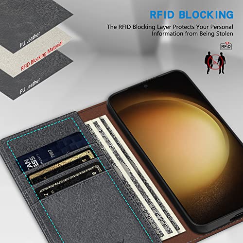 Image of ZZXX for Samsung Galaxy S23 Wallet Case Strong Magnetic 6.1 inch,Grey