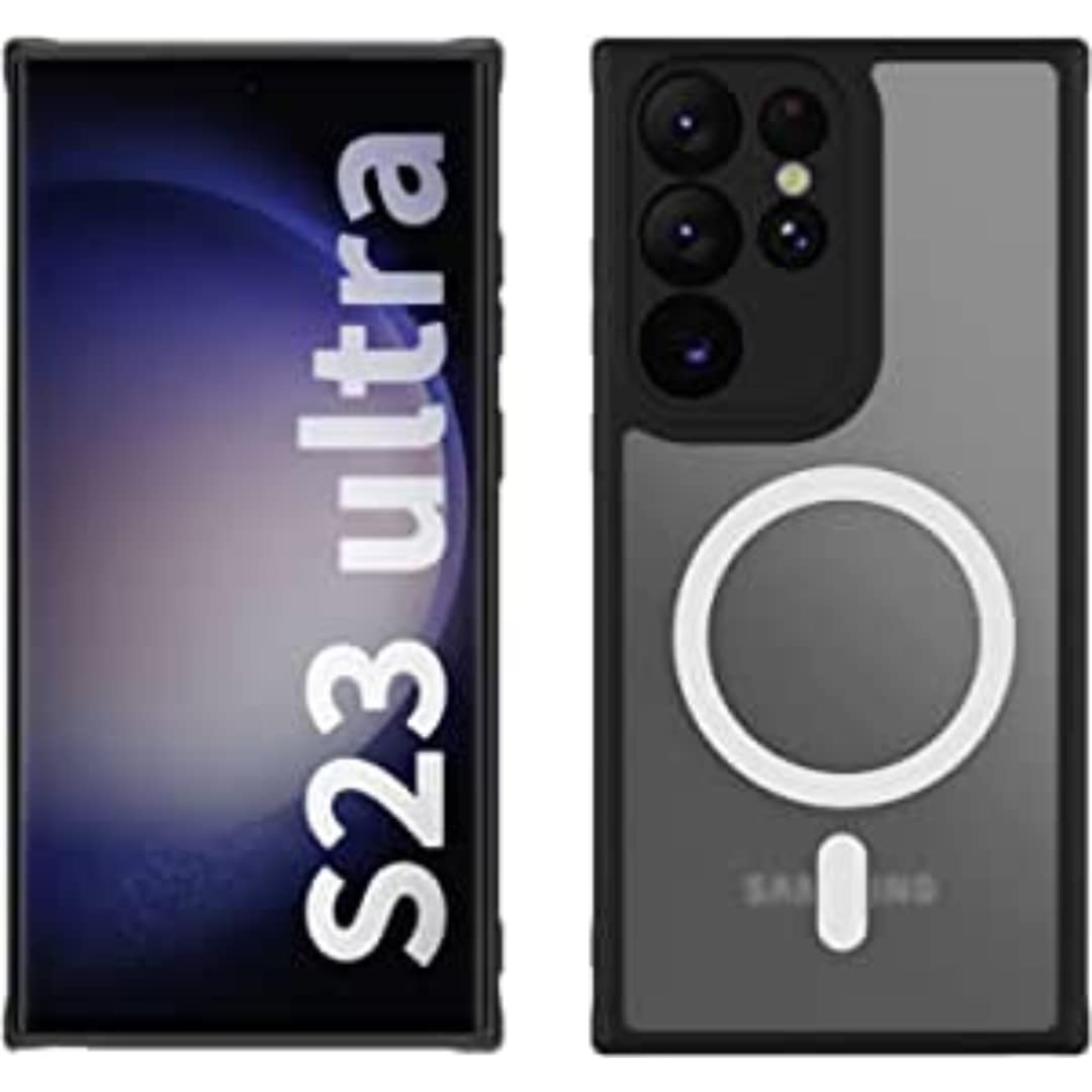 FARROBIZZ Galaxy S23 Ultra Magnetic Case Compatible with MagSafe Wireless Charger, Galaxy S23 Ultra Case with Camera Cover, Translucent Matte Back Anti-Fingerprint Shockproof Phone Case