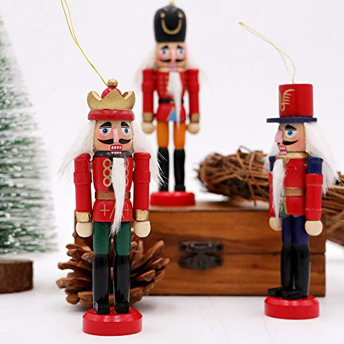 VIPNAJI Casse-Noisette En Bois, 6 Pcs Casse Noisette En Noel, 13cm Soldat Roi Figurine Classique Pour La Décoration Traditionnelle De L'arbre De Noël à Suspendre, Décor De Table
