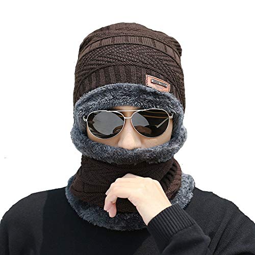 adbucks Snow Proof Inside Fur Wool Unisex Beanie Cap with Neck Warmer Set for Men & Women-picture-37
