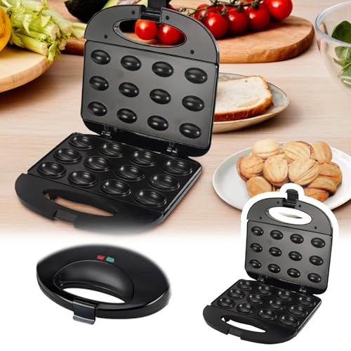 Walnut Cookie Maker, Electric Walnut Cake Mold Maker with 12 Holes, Double-side Cookies Maker, Non Stick Heating Mini Nut Cookies Baker Machine for Cookies