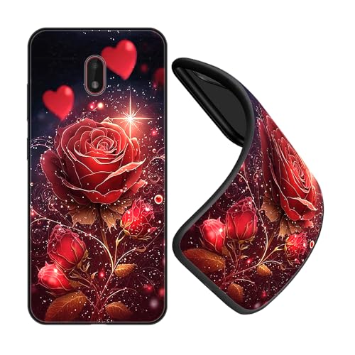 JEZSTHAI Funda Compatible con Nokia C1 Plus Carcasa de Silicona Premium,Anti-Choques y Anti-Arañazos,Funda Protectora de Suave para Negro con Dibujo con Patrón,B01