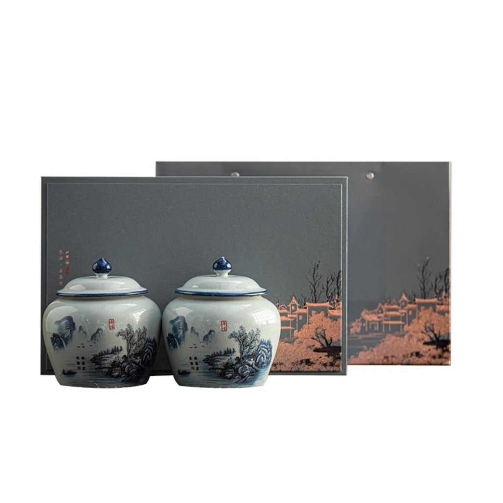 XYNSNDB Teekanister, Aufbewahrungsdosen für losen Tee, grüner Tee, schwarzer Tee, Aufbewahrungsbehälter, Dosen, Leere Dosen, chinesisches Tee-Set, Doppeldosen, Geschenkbox-Set, Teedose