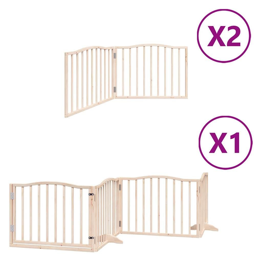 Homgoday Barrera para Perros,Barrera de Seguridad para Perros Mascotas,Barrera de Seguridad para Perros Puerta para Perros Plegable 8 Paneles Madera de álamo 640 cm