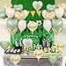 Sage Green Gold Heart Balloons, 12PCS Green Gold Heart Shaped Foil Balloons, 18Inch Green Cream White Heart Helium Foil Balloon for Jungle Woodland Birthday Wedding Baby Shower Party Decoraion