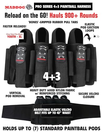 Image of Maddog Empire Mini GS Full Auto Paintball Gun Marker w /HPA Tank, Empire Halo Too Loader, Thermal Anti-Fog Paintball Mask Goggle, Neck Protector, 4+3 Harness & (4) Pods Starter Package