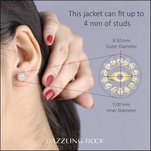 Dazzlingrock Collection 0.30 ctw Round White Diamond Circular Shaped Removable Earring Jackets for Women in Solid Gold3