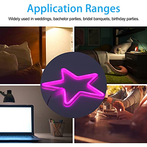 Image of Star Shape LED Light Neon Sign Neon Light for Birthday Party Living Room USB /Battery Powered Decorative Light for Home Bedroom(Pink)