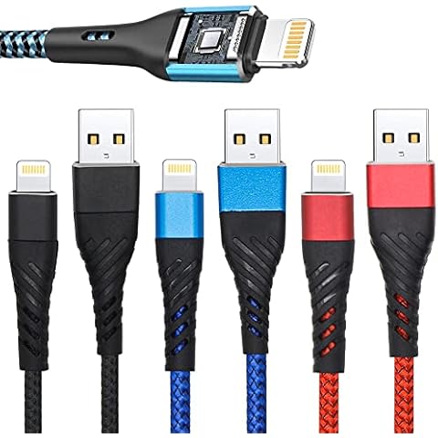Pack Of 3 Braided Iphone Charger Cables 2M, Iphone Cables, Usb A To Iphone Lightning Cables, 2M Iphone Charging Cables Suit For Iphone 11 12 13 Pro Max Xs X 8 7 6 Plus 5S, Ipad, Ipod And More Cover
