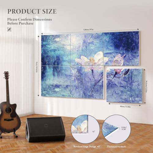 Image of JBER 6 Pack Art Acoustic Panels 47.2 inch x 27 inch, Soundproof Wall Art, Magnolia