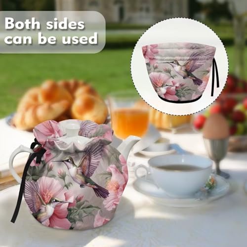 Image of Hummingbird Floral Teapot Cozy for Teapot Tea Pot Dust Cover Teapot Cozies Insulation and Keep Warm Kitchen Accessory for Home Kitchen Office Holiday Party Decor