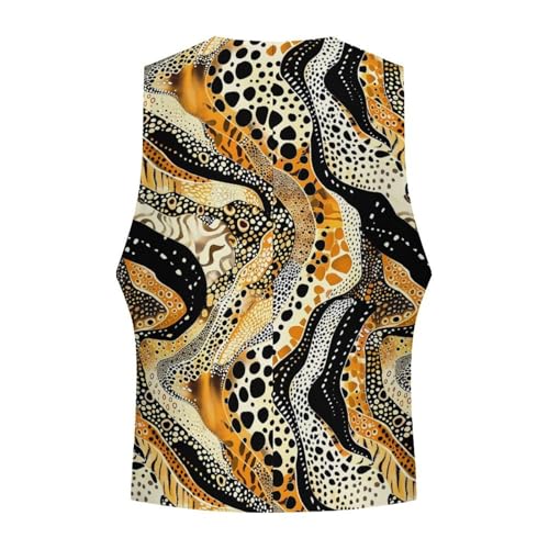 Abstract Tiger Leopard Pattern Men's Suit Vest Waistcoat Vests Formal Dress with 2 Pockets for Business Casual Tuxedo4