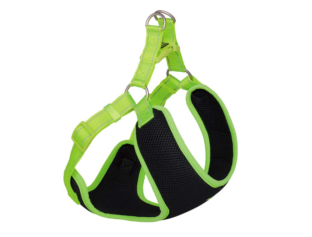 Nobby Harness Black Mesh Reflect, Neon Yellow, L: 48-56 cm + 50 cm, W: 15 mm, Pack of 1