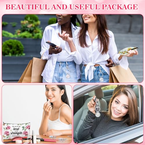 Talltalk 20 Pcs Christian Gift Bulk for Women Religious Cosmetic Bag Inspirational Scripture Keychain(Flower Style)4