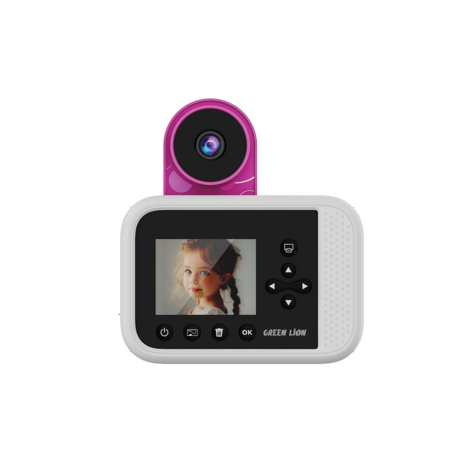 Green LionSnap Print Cam,8 Mega Pixel Camera,Music,Cyclic Record,Micro SD Cart Slot,Auto Power Off,8x Digital Zoom,Burst Mode,Timelapse,Portrait Mode,Games,Instant Print,1080P Video Capture (Pink)