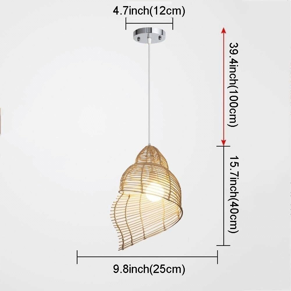 Generico Lampada a sospensione a conchiglia a spirale in rattan