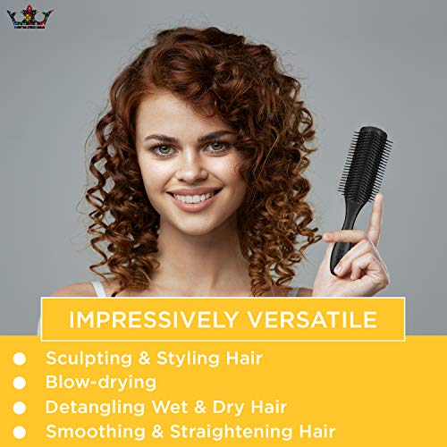 Denman Classic Styling Brush 9 Rows (Black) - D4 - Hair Brush for Blow-Drying & Styling – Detangling, Separating, Shaping & Defining Curls…