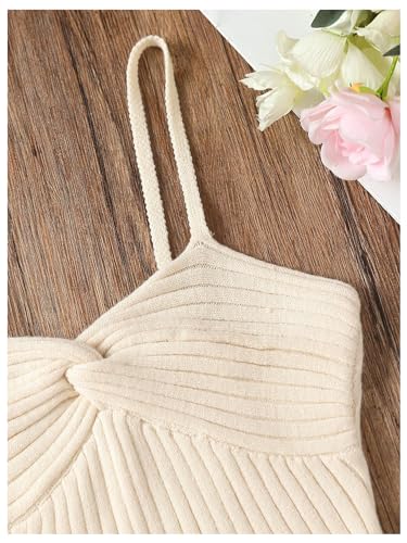 SweatyRocks Girl's Twist Front Tank Tops Spaghetti Strap Sleeveless Slim Fit Ribbed Knit Cami Tanks4