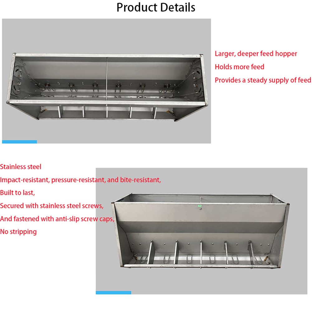 Mangiatoia per Pollame, Feeder Suini, Mangiatoie Automatiche di Grandi Dimensioni per Polli, Alimentazione Automatica per Polli, per Polli, Anatre, Suini E Pecore,Argento,L118*H55*W35