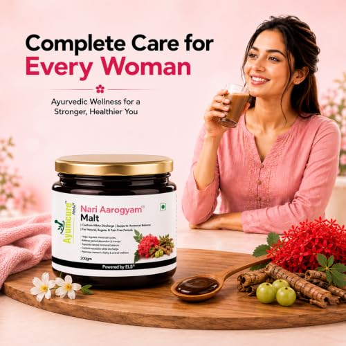 Image of Ayumcure Nari Aarogyam Malt 200g | White Discharge (Leukorrhea) & PCOS Relief | Balances Hormones, Regulates Periods, Eases Cramps | Boosts Women's Energy & Vitality | 100% Ayurvedic