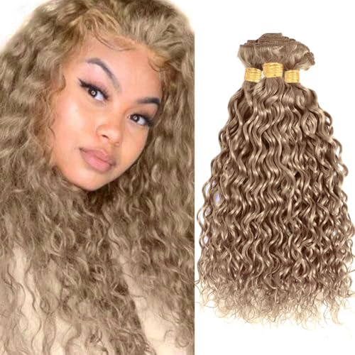 Ash Blonde Bundles Human Hair #22 Water Wave Bundles 16 18 20 inch Blonde Wet and Wavy Bundle Human Hair Weave 150g