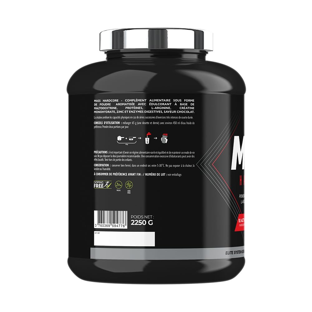 Superset Nutrition | Mass Hardcore (2,25kg) | Gainers | Formule choc : glucide complexe + whey + créatine - Chocolat