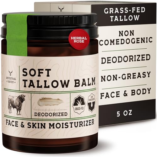 Image of Beef Tallow for Skin 5.0 Oz | Tallow Face Moisturizer | Tallow Balm | Beef Tallow for Face | Herbal Rose | Exfoliating | Soft & Deodarized Grassfed Tallow Lotion | Beef Tallow Lotion Face Cream.