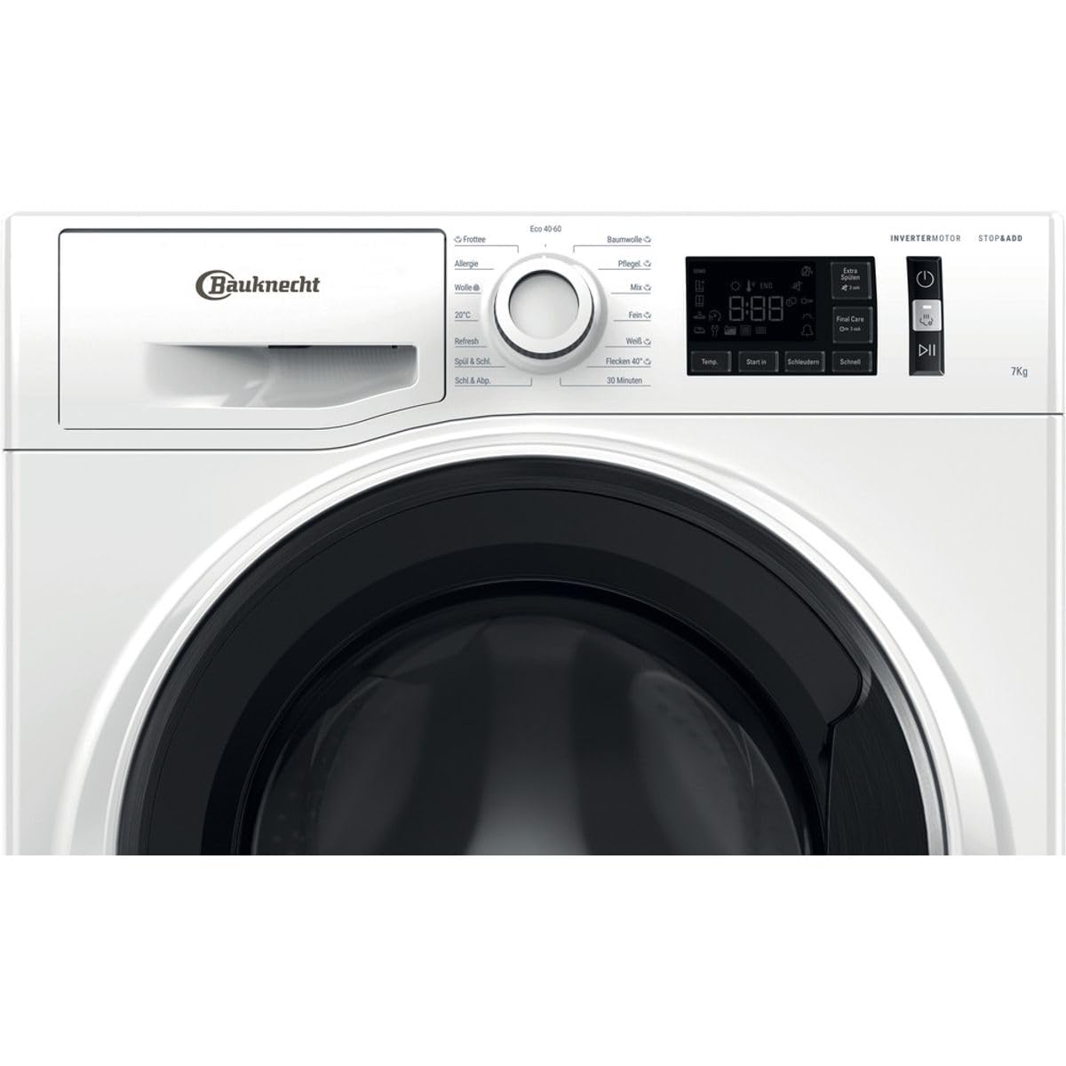 Bauknecht - WM Class 7A Frontlader-Waschmaschine - 7 kg Kapazität - Active Care, Steam Hygiene, Fleckentfernung ab 40° - Freistehend - Energieklasse A - 85 x 59,5 x 54 cm - Weiss