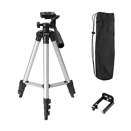 Tygot Adjustable Aluminium Alloy Tripod Stand Holder for Mobile Phones & Camera, 360 mm -1050 mm, 1/4 inch Screw + Mobile Holder Bracket at Rs. 329