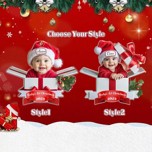 Personalized Baby’s First Christmas Ornament 2025, Custom Photo Acrylic Ornament for Newborn, Add Baby Name & Picture, 1 Layer Acrylic Keepsake for... - Image 2