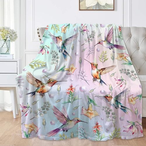 Plaid polaire colibri doux couverture lit sofa décoration fille