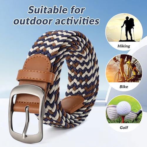 Image of BELTROAD Elastic Braided Belt Mens Golf Belts No-Hole Design Lightweight Breathable Woven Stretch Belt for Golf Casual