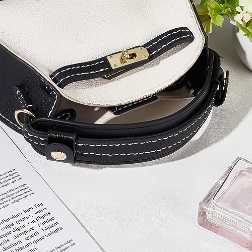 Image of WEBEEDY Leather Shoulder Strap Pad Replacement Non-Slip Cushion Pad Detachable Thick Leather Strap Cover for Tote Bags Handbag Purse Repair, Black, 8.9x1.8 inch