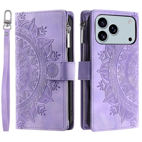 Étui en cuir iPhone 17 Pro Max violet de protection intégrale au fini raffiné
