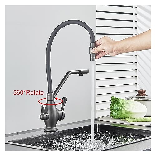Mitigeur de cuisine eau pure en laiton noir rotatif à 360 - 5
