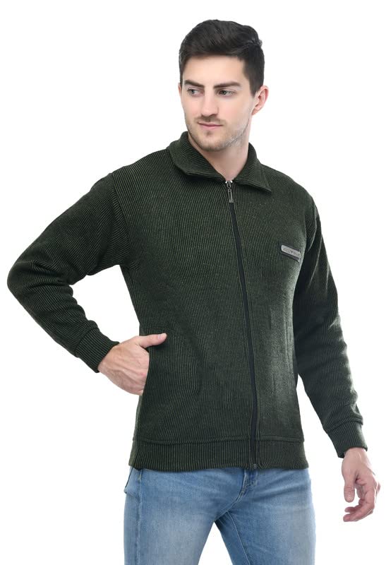 Image of MANRA MANRA Men Zipper Thick Fabric Woolen Winterwear Full Sleeve Collar with Side Pockets Jacket /Sweater