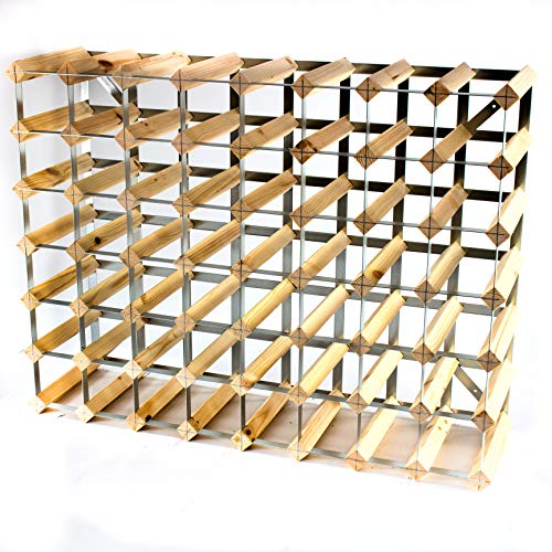 Classic 56 Bottle Pine Wood and galvanised Metal Wine Rack Ready Assembled - Image 3